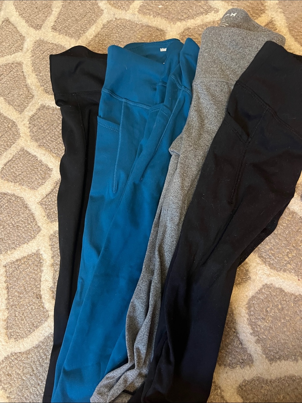 Kids Active Pocket Leggings - Teal, Gray & Black 5 pairs members mark GUC 4t
